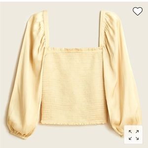 J. Crew Squareneck smocked featherweight satin top